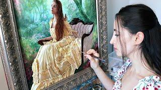 The most intricate fabric I've ever painted | Oil Painting Time Lapse