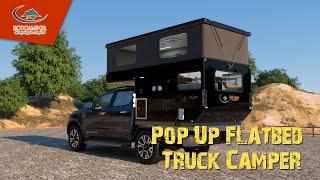 Lightweight Pop Up Flatbed Truck Camper with Internal Shower