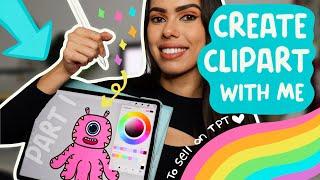 Create Clipart with me to sell on TPT using Procreate on the iPad (Real time creation) PART 1