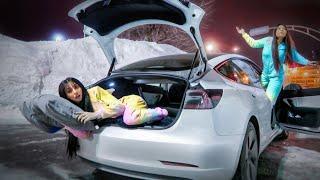 LIVING IN A TESLA FOR 24 HOURS! | OVERNIGHT CHALLENGE