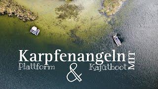 Karpfenangeln mit Plattform u. Kajütboot am großen Natursee in Mecklenburg Vorpommern - CARPSPOT