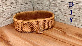 DIY wicker rope basket  Cardboard storage organizer