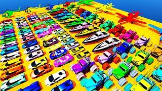 GTA 5 Epic Ragdolls, SPIDER-MAN Stunt Car Racing Challenge By Heroes With Cars Off Road Jeeps Planes