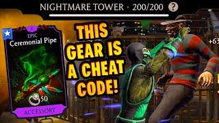 MK Mobile. Nightmare Tower 200. Maxed Ceremonial Pipe Is a CHEAT CODE!