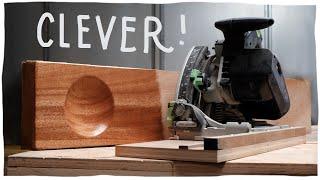 Probably the easiest way to cut a bowl (super simple DIY Jig for circ saw, no router)