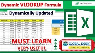 Using Dynamically Updated Vlookup Formula in Excel