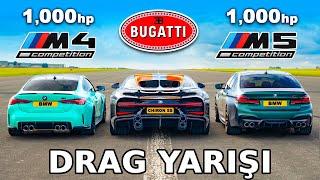 Bugatti Chiron Super Sport 1,000hp BMW M4 ve M5'e karşı: DRAG YARIŞI