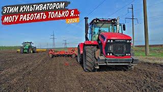 Культивирую "горбатые" поля вместе с К-742МПр, на John Deere 8335R под сев ячменя.