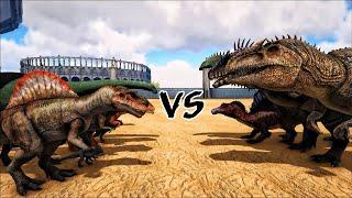JURASSIC PARK DINO VS ARK DINO | EPIC Dino Battle | DINOWORLD |