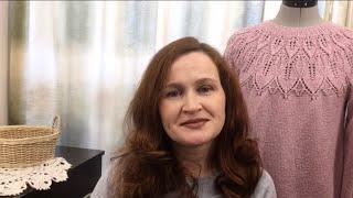 СП "Весенние фантазии". Готовая работа №2. #Джемпер с ажурной круглой кокеткой.