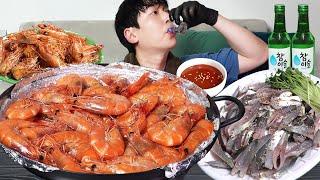 Grilled Shrimp, Raw Gizzard MUKBANG REALSOUND ASMR EATINGSHOW