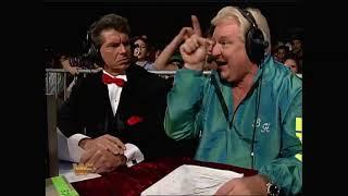 Bobby the Brain Heenan trash talks Macho Man on commentary. Macho & Crush brawl backstage! 1993(WWF)