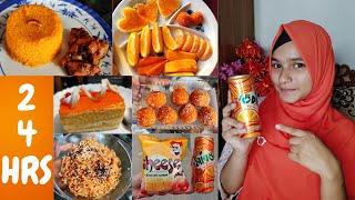 I Only ate Orange FOOD for 24hours ||  Orange Food Challenge  || Sadiya Mimi