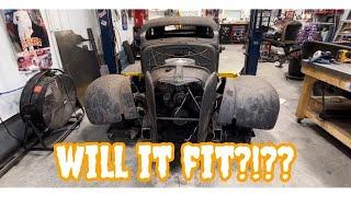 Judgement Day... Does the Front Half of the Master Fit?? Chassis swap continues on the 1937 RatRod