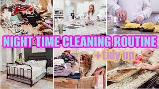 NIGHT TIME CLEANING ROUTINE + DAY TIME TIDY UP | BUSY MOM ROUTINE 2022 | CLEANING MOTIVATION