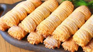 Curd cookies with delicious nut filling. Favorite cookies.