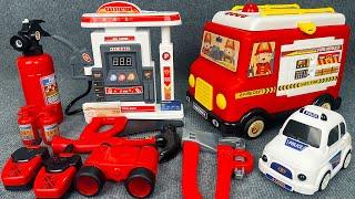 63 Minutes Satisfying with Unboxing Gas Station Playset, Fire Truck Series Toy | ASMR Unboxing Toy