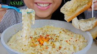 BEST fettuccine alfredo with ruffle lasagna noodles mafalde & garlic bread suellASMR