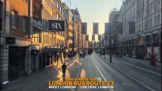 Early Morning London Bus Ride: Upper Deck Ride on Bus 23 from Great Western Road to Aldwych 