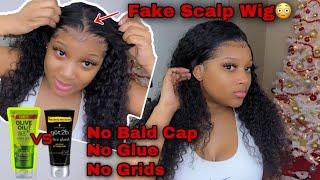 FAKE SCALP WIG | NO BALD CAP | NO GLUE | CURLY FRONTAL WIG INSTALL | SUPERB WIGS 
