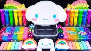 Cinnamoroll Rainbow Slime Mixing Eyeshadow,Glitter & Random things into slime #asmr #satisfyingslime