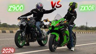 2024 Kawasaki Z900 vs ZX10R Drag Race  | 1st Gear Challenge |