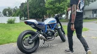 Ducati scrambler cafe with LeoVince lv-10 slip-on exhaust