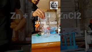 Zn + HCl → ZnCl2 + H2  formation of Hydrogen Gas #education #viral #h2 #hydrogen