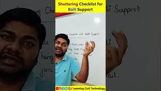 Shuttering Checklist for Balli Support #learningciviltechnology #shuttering #shorts #youtubeshorts