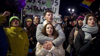 Young Romanians protest far-right candidate Calin Georgescu's first-round win