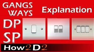 Way in switch Gang in switch and SP DP Pole Difference in electrical switches
