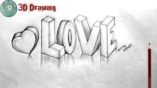 How to Draw LOVE 3D style // 3D Love Drawing // 3d letters drawing @ArtbyAbhijit