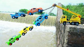 New Lamborghini Bugatti BMW Swift Car Accident River Pulling Out Crane Truck ? Jcb Cartoon | CS Toy