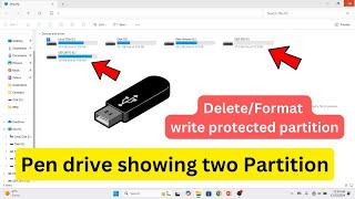 How to fix Pen drive showing two partitions problem ||  Fix This disk is write protected