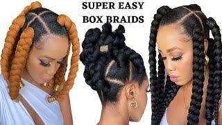  EASY BOX BRAIDS / YARN METHOD/ RUBBER BAND METHOD /TENSION FREE/  4 TECHNIQUES Tupo1