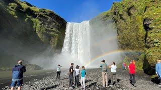 SKÓGAFOSS WATERFALL WITH DOUBLE RAINBOW!: ICELAND (4K)