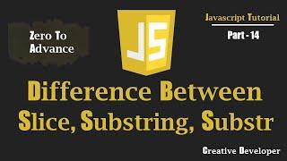 Difference Between slice, substring and substr method Javascript | Javascript Tutorial