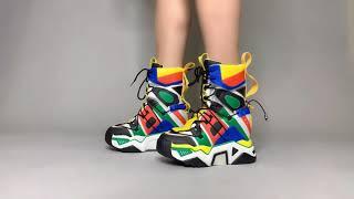 Anthony Wang Color Pulse High Top Platform Wedge Sneakers