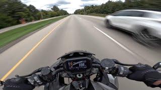 Hitting  a twitch on the Kawasaki ZH2 at 158mph