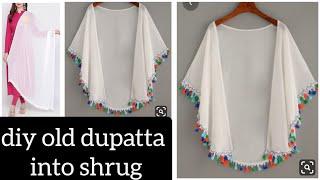 Diy circular Shrug using old dupatta /saree/left over fabric reuse old dupatta / saree