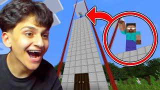 اتسلقت اطول برج في عالم ماين كرافت !! لقيت شي غريب في النهايه