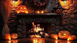 Haunted Fireplace in Halloween Ambiance 4K with Crackling logs to Relieve Stress and Insomnia