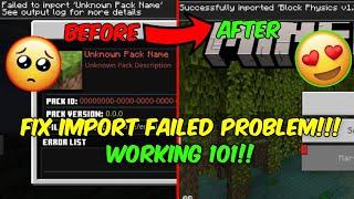 How To Fix Minecraft Pe Failed To Import | Fix Minecraft Pe Unknown File Name |mcpe failed to import