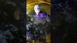 Crazy underwater cave squeeze