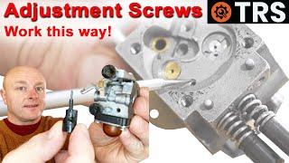 CARBURETOR ADJUSTMENT SCREWS on 2-Stroke - (How it actually Work Inside)