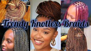 43 Best Knotless Ghana Box Braids Hairstyles | Waist Length Jumbo, Medium, Short Knotless Braids 