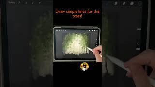 Procreate 5.3 - EASY Forest Light Scene (Anyone can draw it!)