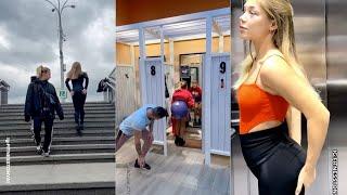 Fitness girl shocks everyone on elevator 