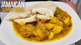 JAMAICAN SUNDAY DINNA | CURRY CHICKEN, OIL ROTI & CORNMEAL PUDDING | WEEK #5  | Hawt Chef