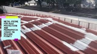 How to Prime and Caulk a Metal Roof Coating Application #roofcoating #roofrestoration #roofpainting